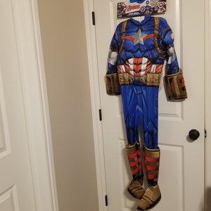 Marvel Captain America Costume with gloves, mask, belt, and shield